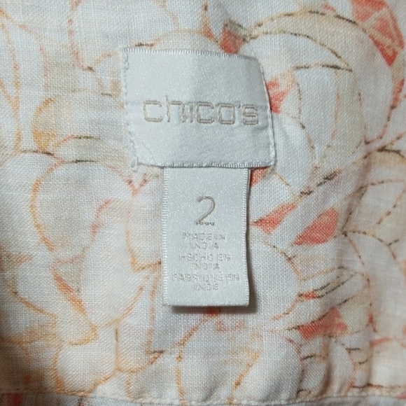 Chico's button down patterned short sleeve blouse - Picture 4 of 8